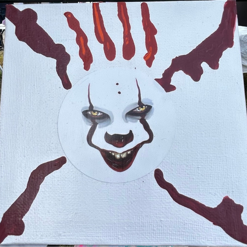 Pennywise Original One Of Kind 5x5 Painting Horror Movie It welcome To Derry
